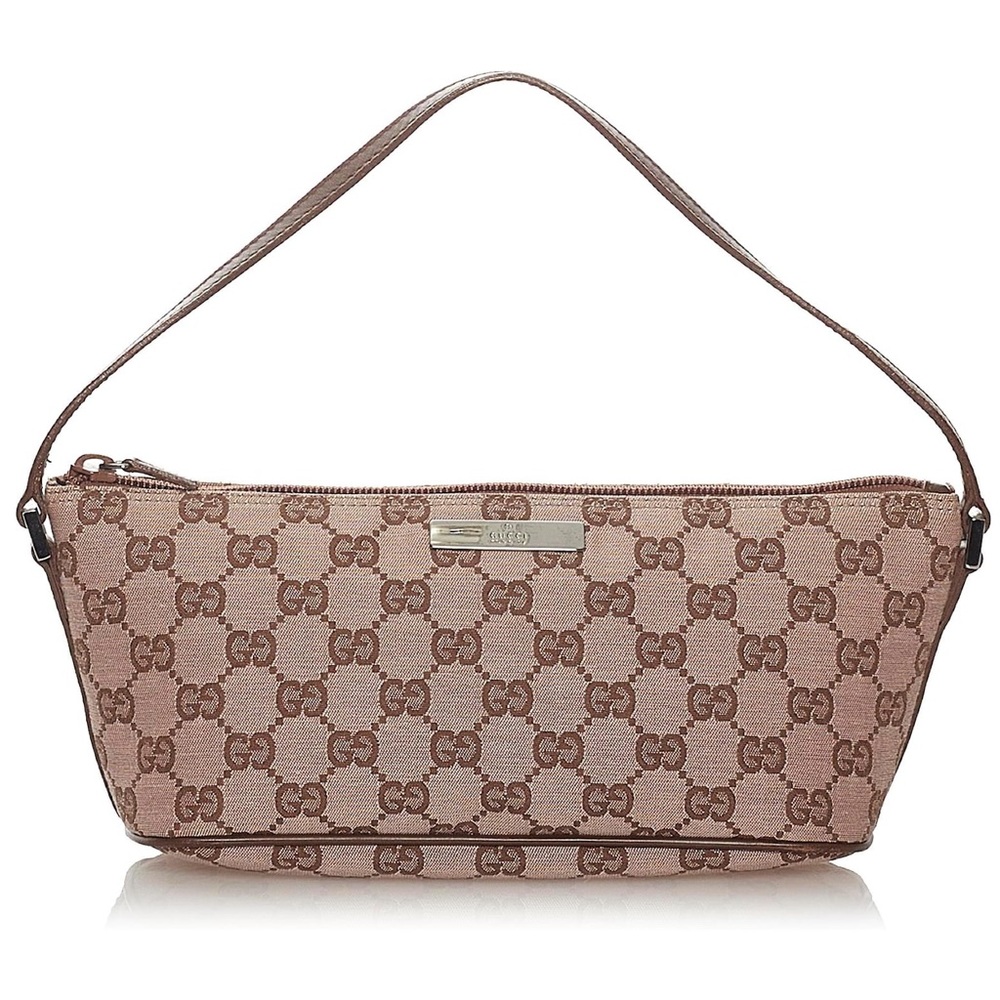 Gucci Pink and Brown GG Monogram Pochette Mini Shoulder Bag